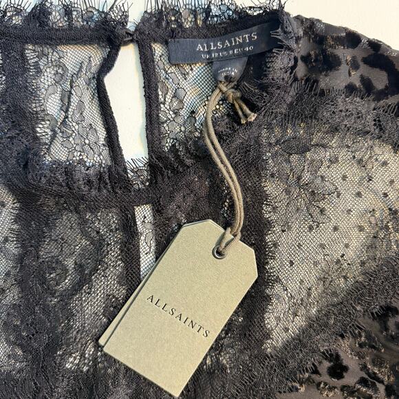 ALL SAINTS Mila Lace & Velvet Blouse - Picture 9 of 10